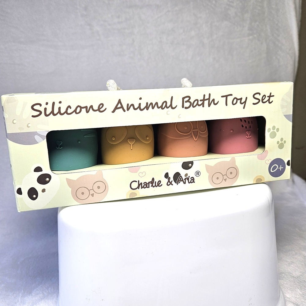 Charlie & Aria 4 Piece Silicone Animal Bath Toy Set  Ages 0+